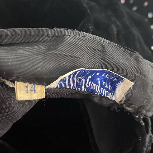 McNaughton x Vintage Black Velvet Iridescent Sparkle Polka Dot Skirt Halter Set - Picture 12 of 12